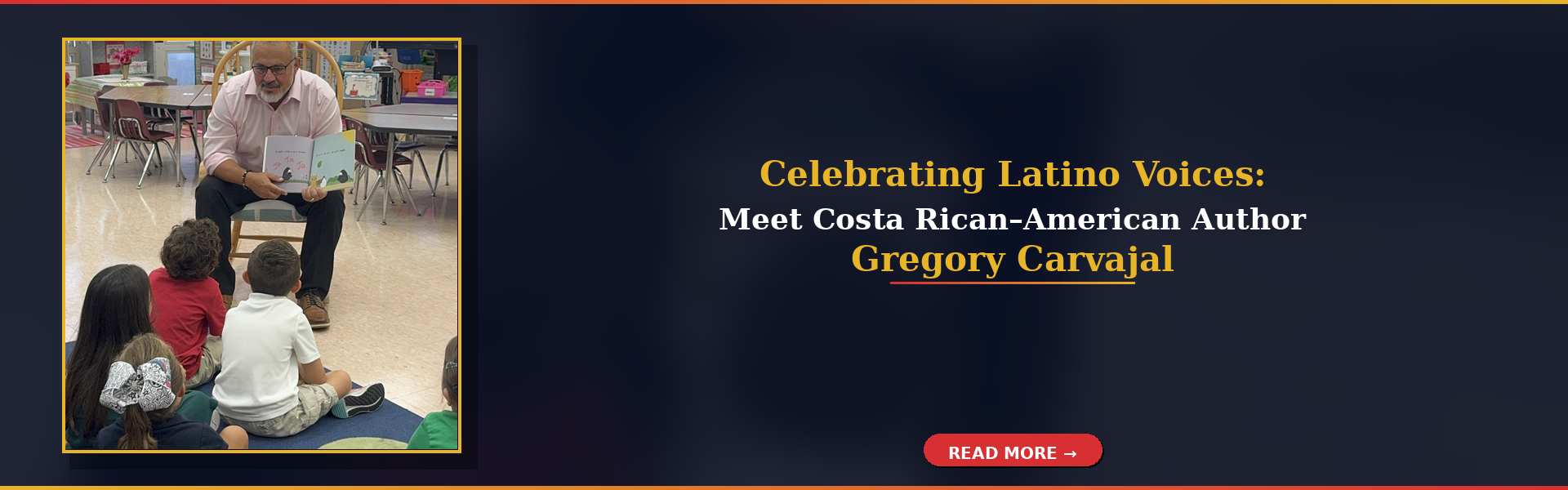 Featured author Gregory Carvajal reading Spanish children's books to students